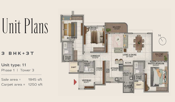 Nambiar District 25 3 BHK Floor Plan