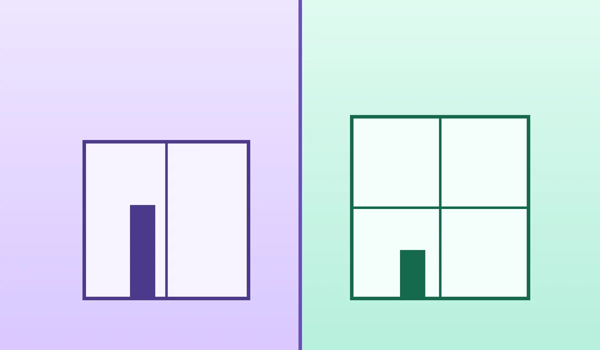 Illustrated side-by-side comparison of a 2 BHK and a 3 BHK home plan for families