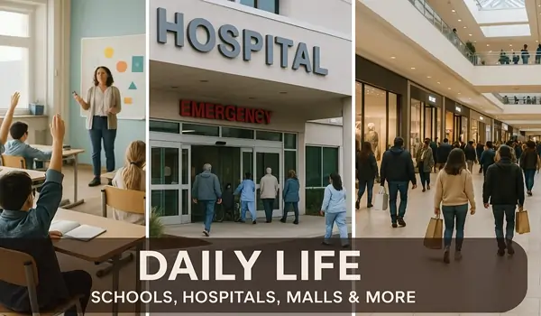 Daily Life: Schools, Hospitals, Malls & More