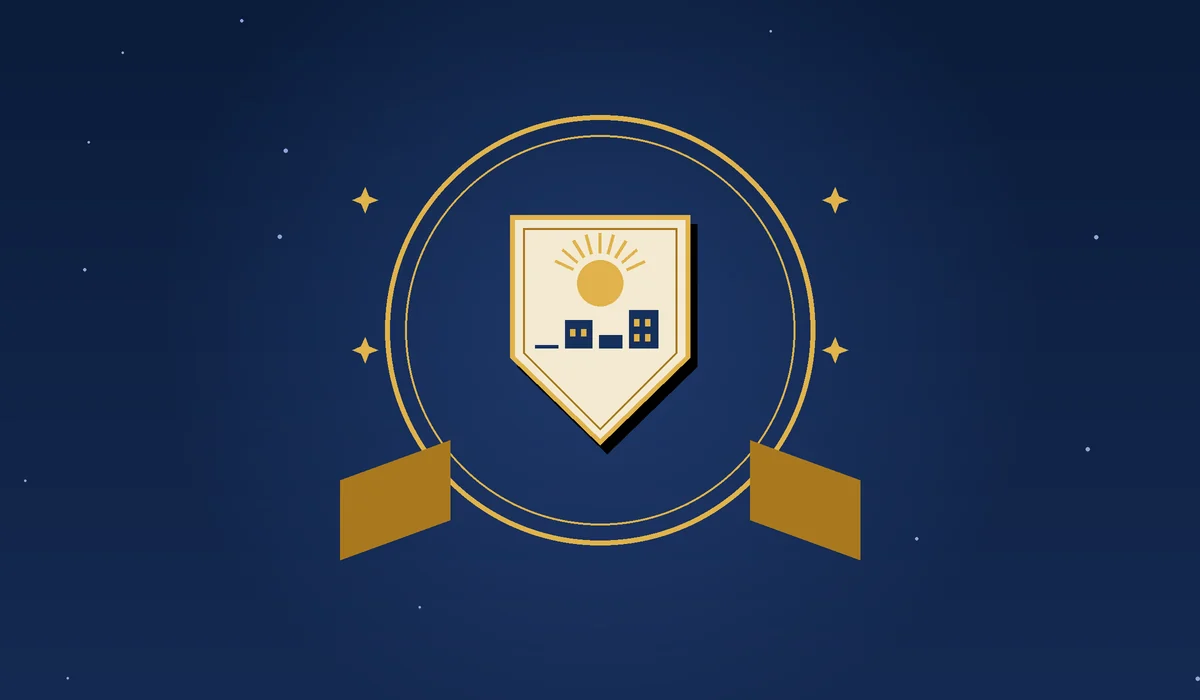 Illustrated logo mark and skyline representing Nambiar Builder, a real estate developer in Bangalore