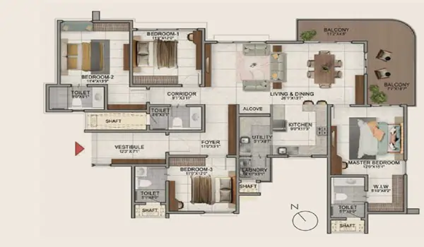 Nambiar District 25 4 BHK Floor Plan