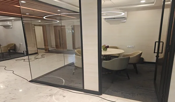 Private meeting room at Nambiar District 25 with quiet ambiance and elegant interior design